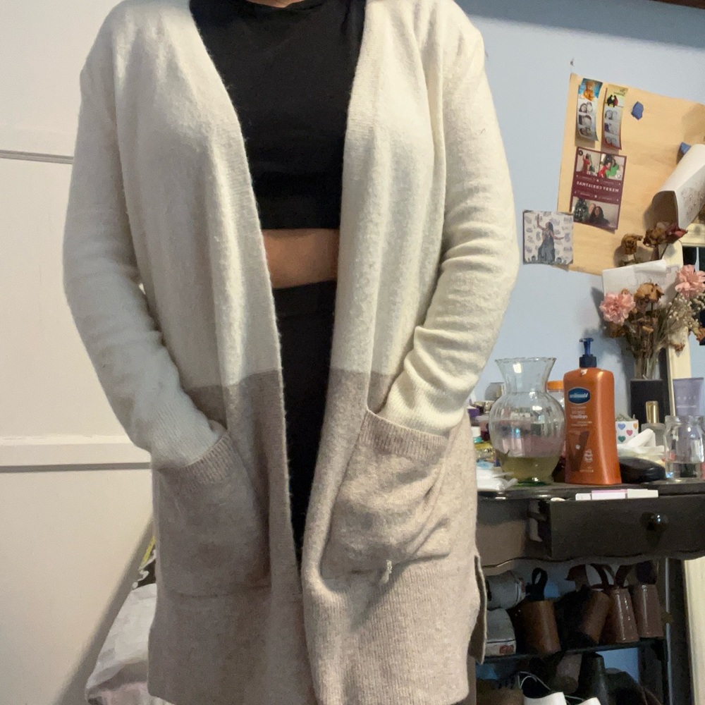 Madewell Cream and Tan Cardigan